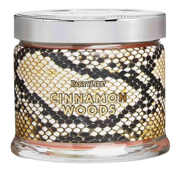 PartyLite 3-Wick Signature Round Jar Boxed Candle w/ Metal Lid CINNAMON WOODS