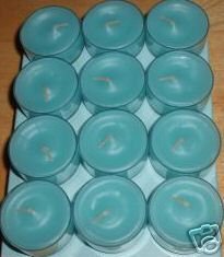 PartyLite Tealight Candles - 1 Box - 1 Dozen Tealights - 12 CANDLES SEA BREEZE & OLIVE