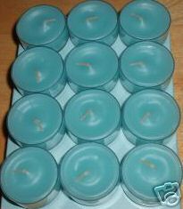 PartyLite Tealight Candles - 1 Box - 1 Dozen Tealights - 12 CANDLES CASHMERE BLUE WAX
