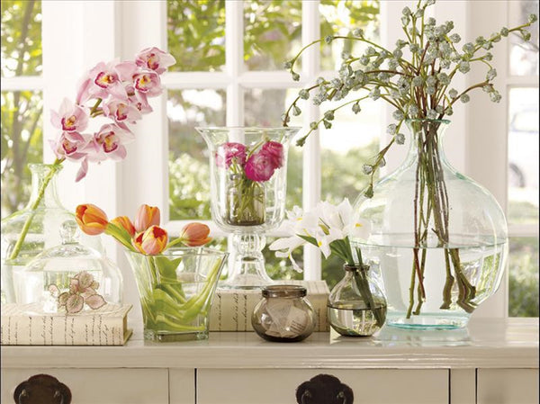 Southern Living at HOME WH DEMIBOTTLE TRIO GLASS APOTHECARY STYLE VASE SET NIB - Plastic Glass and Wax ~ PGW