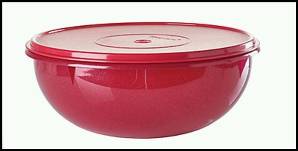 TUPPERWARE FIX N MIX 26-c EXTRA LARGE MIXING SERVING STARLIGHT SPARKLE RED BOWL W/ SEAL - Plastic Glass and Wax