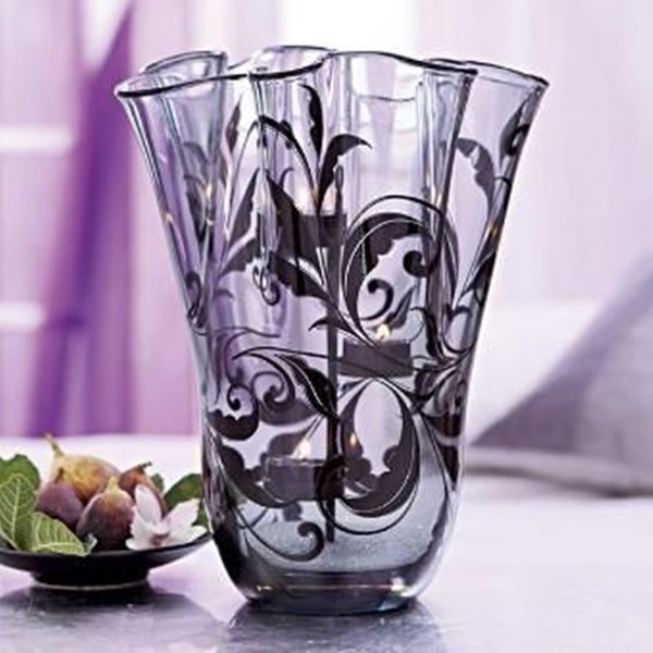 PartyLite FORBIDDEN ROMANCE CENTERPIECE HURRICANE CANDLE HOLDER NIB - Plastic Glass and Wax ~ PGW