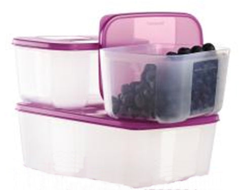 TUPPERWARE SET/3 FREEZER MATES 1 MEDIUM DEEP 2 SMALL DEEP STORAGE CONTAINERS