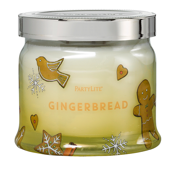 PartyLite 3-Wick Signature Round Jar Boxed Candle w/ Metal Lid GINGERBREAD