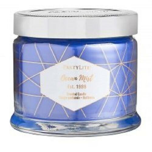 PartyLite 3-Wick Signature Round Jar Boxed Candle w/ Metal Lid OCEAN MIST RARE