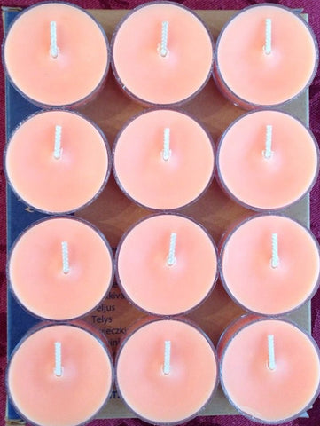 PartyLite Tealight Candles - 1 Box - 1 Dozen Tealights - 12 CANDLES PEACH HONEY CITRONELLA