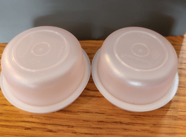 TUPPERWARE MINI SMIDGET PILL KEEPER 2 SPARKLING RED 1-OZ SMIDGETS w/ SHEER SEALS - Plastic Glass and Wax ~ PGW