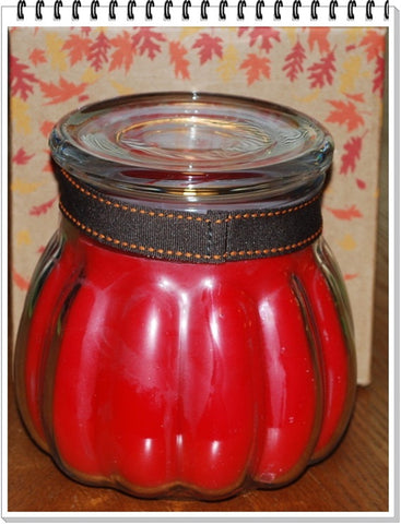PartyLite BESTBURN LARGE PUMPKIN Glass Jar Candle APPLE ORCHARD RED RARE