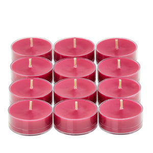 PartyLite Tealight Candles - 1 Box - 1 Dozen Tealights - 12 CANDLES RASPBERRY RHUBARB