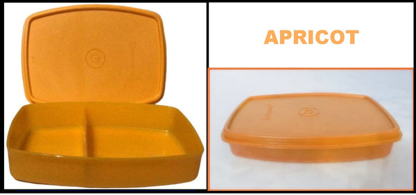 TUPPERWARE SIDE BY SIDE LUNCH-IT DIVIDED DISH / CONTAINER APRICOT / ORANGE