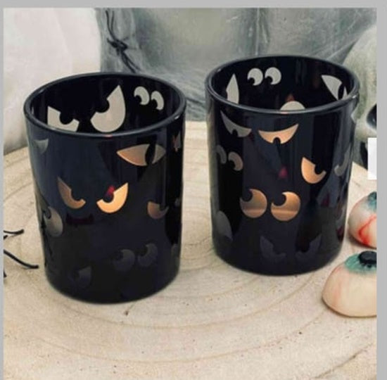 PartyLite SPOOKY EYES SET of TWO (2) VOTIVE TEALIGHT CANDLE HOLDERS NIB