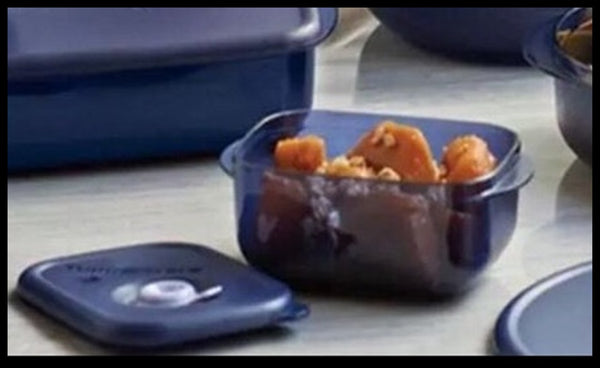 Tupperware Vent N Serve VNS TWO - 2 MICROWAVE 1-CUP SMALL RECTANGLE Parrot Teal