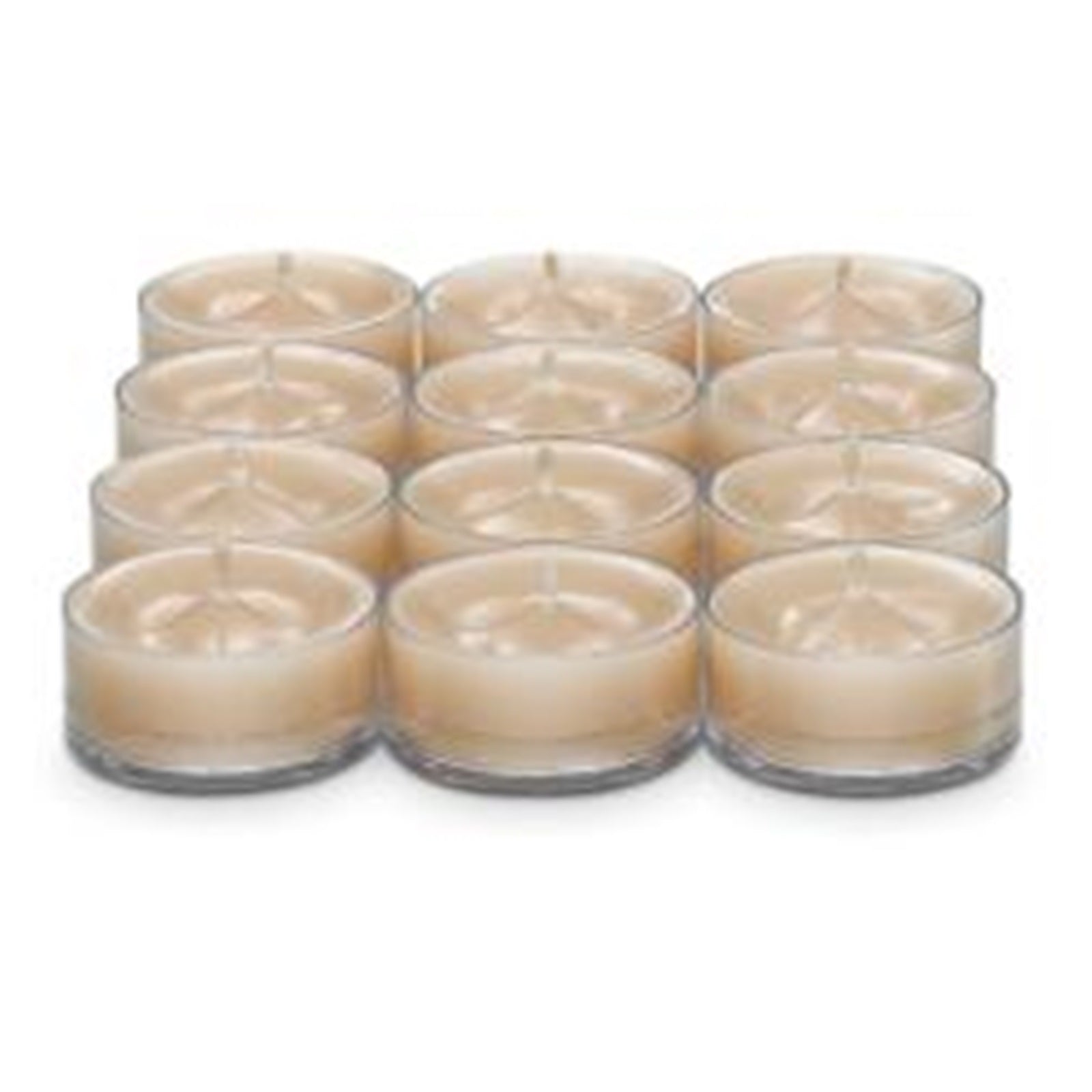 PartyLite Tealight Candles - 1 Box - 1 Dozen Tealights - 12 CANDLES WHITE OAK & SANDAL WOOD