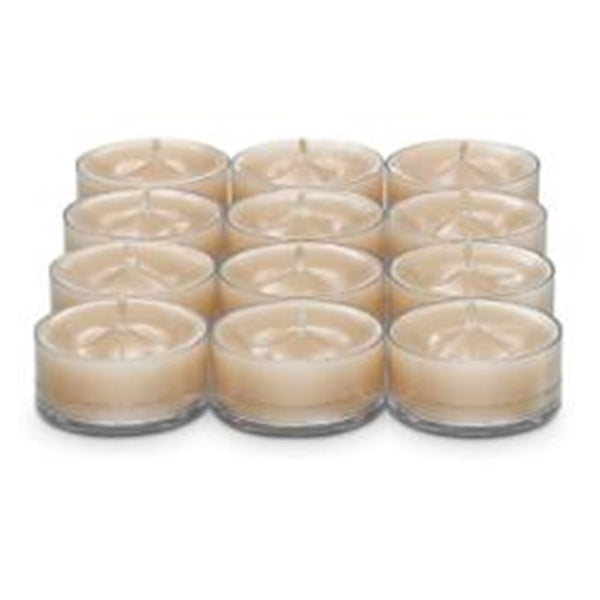 PartyLite Tealight Candles - 1 Box - 1 Dozen Tealights - 12 CANDLES WHITE OAK & SANDAL WOOD