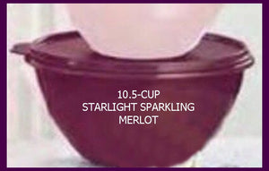 TUPPERWARE ONE 10.5-cup Wonderlier Nesting Mixing SPARKLING MERLOT WINE BOWL & Butterfly Tabbed Seal - Plastic Glass and Wax ~ PGW