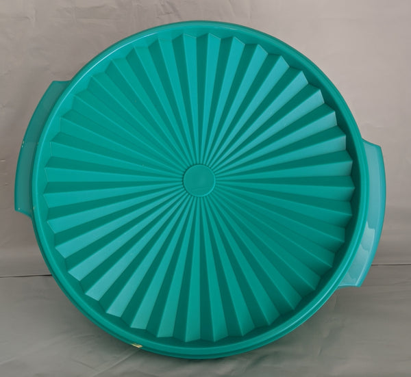 TUPPERWARE 17-cup TEAL SERVALIER BOWL w/ ONE-TOUCH ACCORDION ROUND SEAL