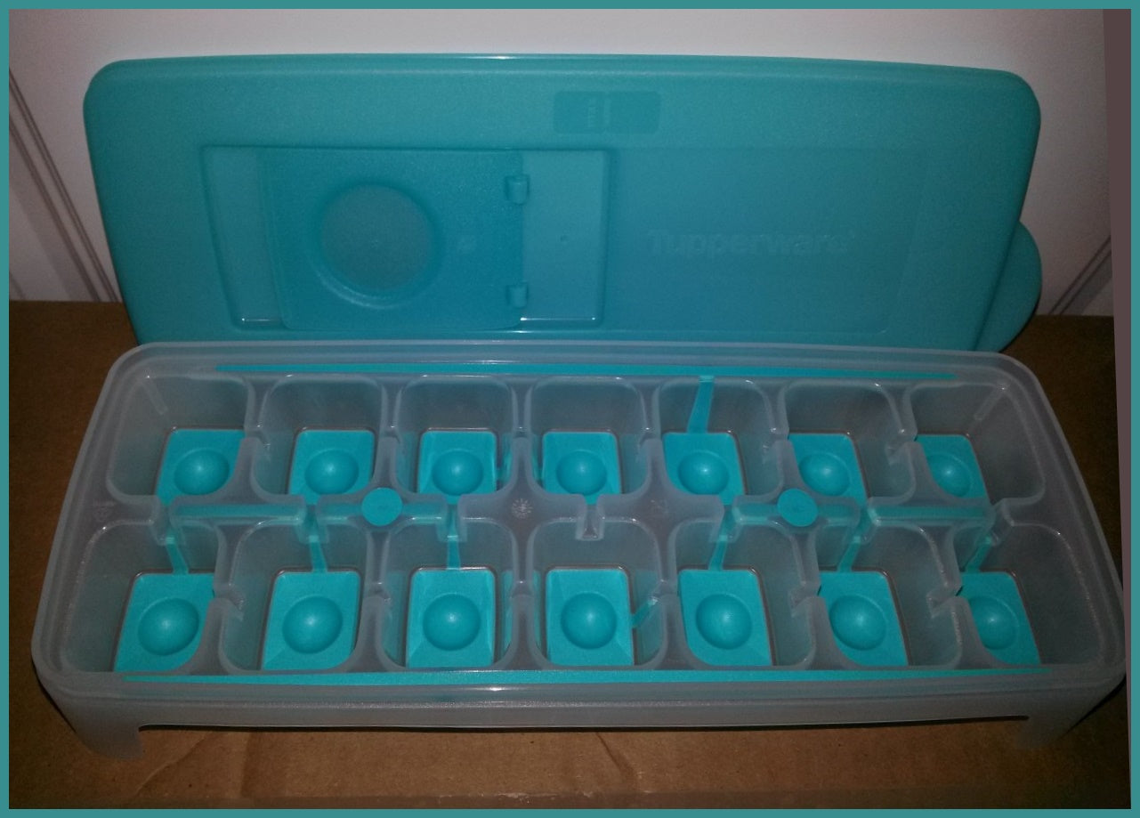 TUPPERWARE FREEZE-IT SILICONE Fresh N Pure TROPICAL WATER ICE CUBE FREEZER TRAY - Plastic Glass and Wax