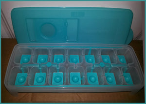 TUPPERWARE FREEZE-IT SILICONE Fresh N Pure TROPICAL WATER ICE CUBE FREEZER TRAY - Plastic Glass and Wax