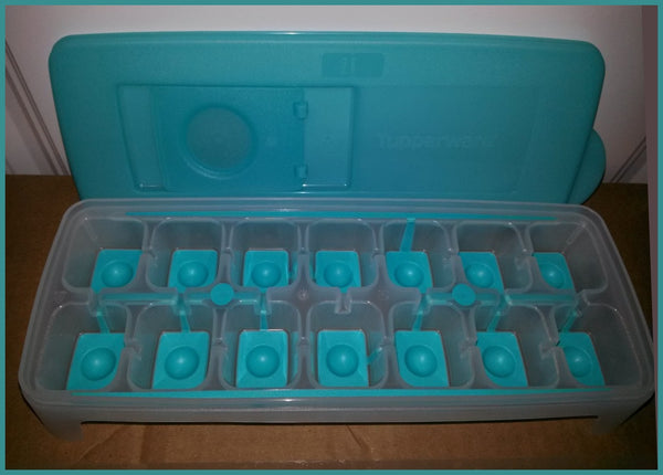TUPPERWARE FREEZE-IT SILICONE Fresh N Pure TROPICAL WATER ICE CUBE FREEZER TRAY - Plastic Glass and Wax