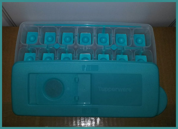 TUPPERWARE FREEZE-IT SILICONE Fresh N Pure TROPICAL WATER ICE CUBE FREEZER TRAY - Plastic Glass and Wax