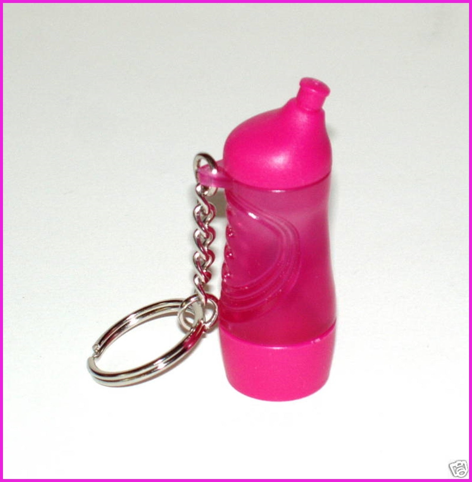 TUPPERWARE Mini Sports Tumbler Key Chain RARE Fuchsia Kiss Pink - Plastic Glass and Wax ~ PGW