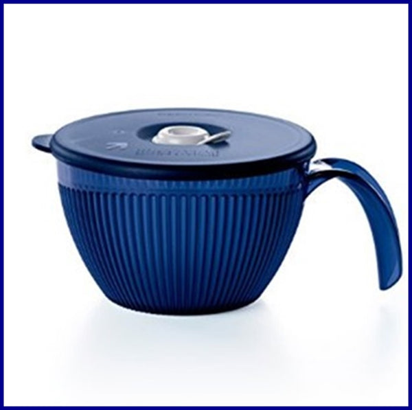 Tupperware VENT N Serve RNS MICROWAVE 2 CUP SOUP MUG BOWL BLUE w/ MIST VENT - Plastic Glass and Wax ~ PGW