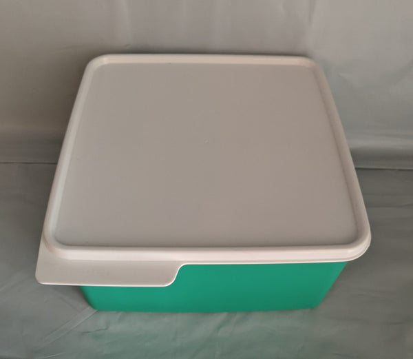 TUPPERWARE KEEPTABS 1 LARGE SQUARE STORAGE CONTAINER SEA GREEN WHITE TABBED SEAL