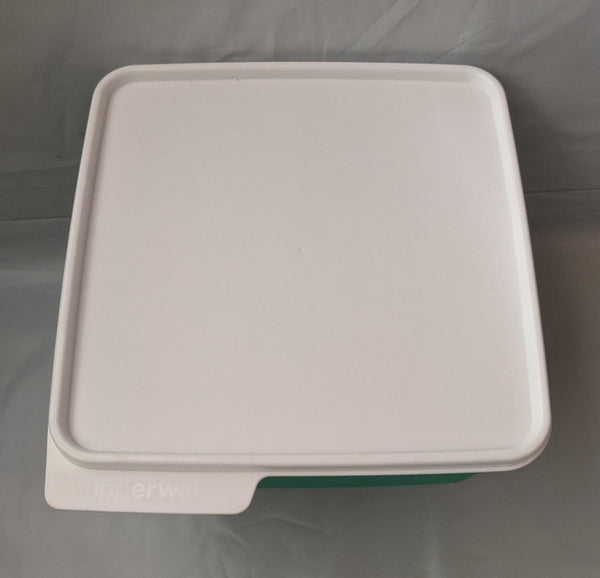 TUPPERWARE KEEPTABS 1 LARGE SQUARE STORAGE CONTAINER SEA GREEN WHITE TABBED SEAL