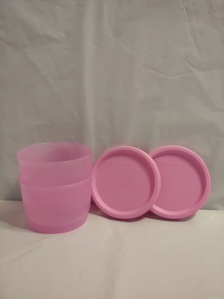 Tupperware 4 Ounce Snack Cups Set of 2 with Yellow Green Seals