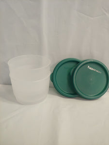 Tupperware 4 Ounce Snack Cups Set of 2 with Mint Green Seals