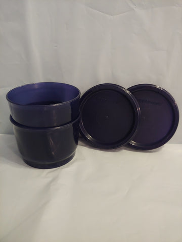 TUPPERWARE Set of 2 - 4-oz Snack Cups Bowls w/ Round Seals MIDNIGHT BLUE w/ MATCHING SEAL