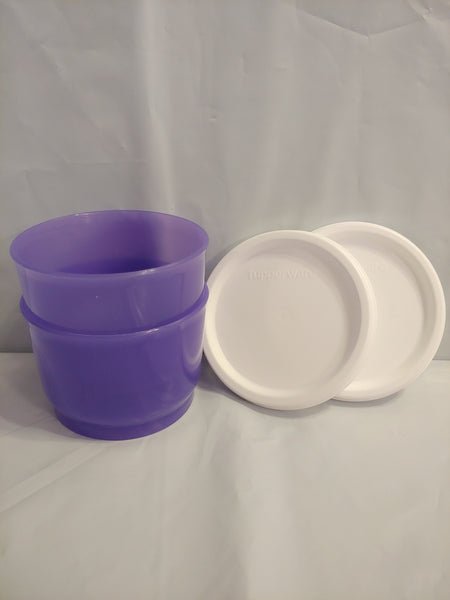 TUPPERWARE Set of 2 - 4-oz Snack Cups Bowls w/ Round Seals PINK PUNCH ~ PINK SEAL