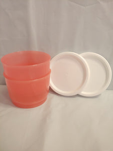 TUPPERWARE Set of 2 - 4-oz Snack Cups Bowls w/ Round Seals MANGO w/ SNOW WHITE SEAL