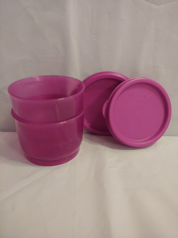 TUPPERWARE Set of 2 - 4-oz Snack Cups Bowls w/ Round Seals MULBERRY ~ MULBERRY SEAL