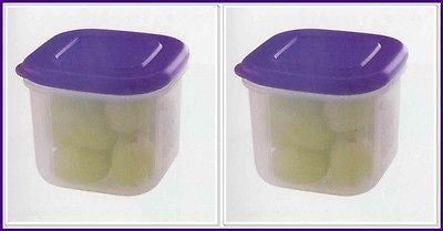 Tupperware SET of 2 - 200 mL / 3/4 c Sheer Clear Mates Square Mini Clear GRAPE FIZZ Seal - Plastic Glass and Wax