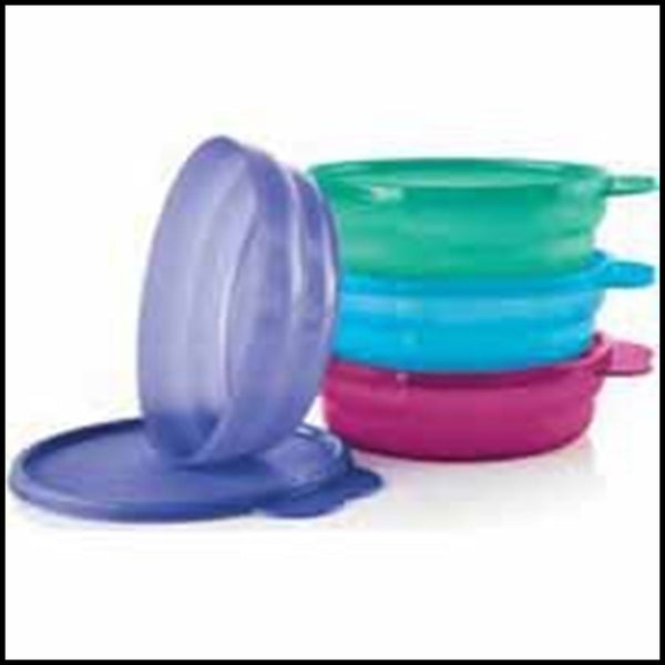 TUPPERWARE MICROWAVE 2 CUP CEREAL BOWL SET OF 4 BOWLS VARIOUS COLORS NEW - Plastic Glass and Wax ~ PGW