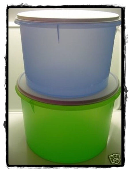 TUPPERWARE 4 Pc Classic Round REMINDER Canister Set White U PICK SEAL COLOR NEW - Plastic Glass and Wax ~ PGW