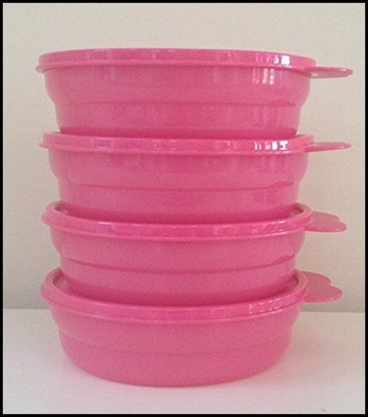 TUPPERWARE MICROWAVE 2 CUP CEREAL BOWL SET OF 4 BOWLS VARIOUS COLORS NEW - Plastic Glass and Wax ~ PGW