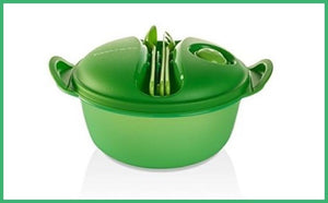 Tupperware ONE (1) MICROWAVE HOT LUNCH FOOD ON THE GO W/ UTENSILS LIME PRAIRIE - Plastic Glass and Wax ~ PGW