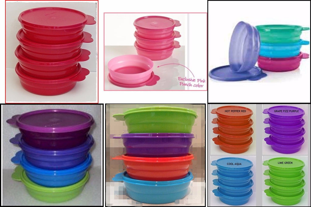 TUPPERWARE 2 14-oz Serving Center Storage Container Snack Bowls with S –  Plastic Glass and Wax ~ PGW