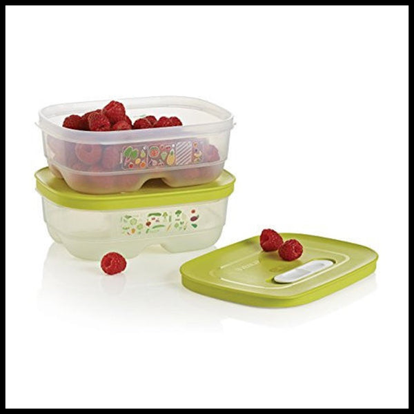 TUPPERWARE Sheer FridgeSmart Mini Storage Container Keeper Salsa Verde / Snow White Seal - Plastic Glass and Wax