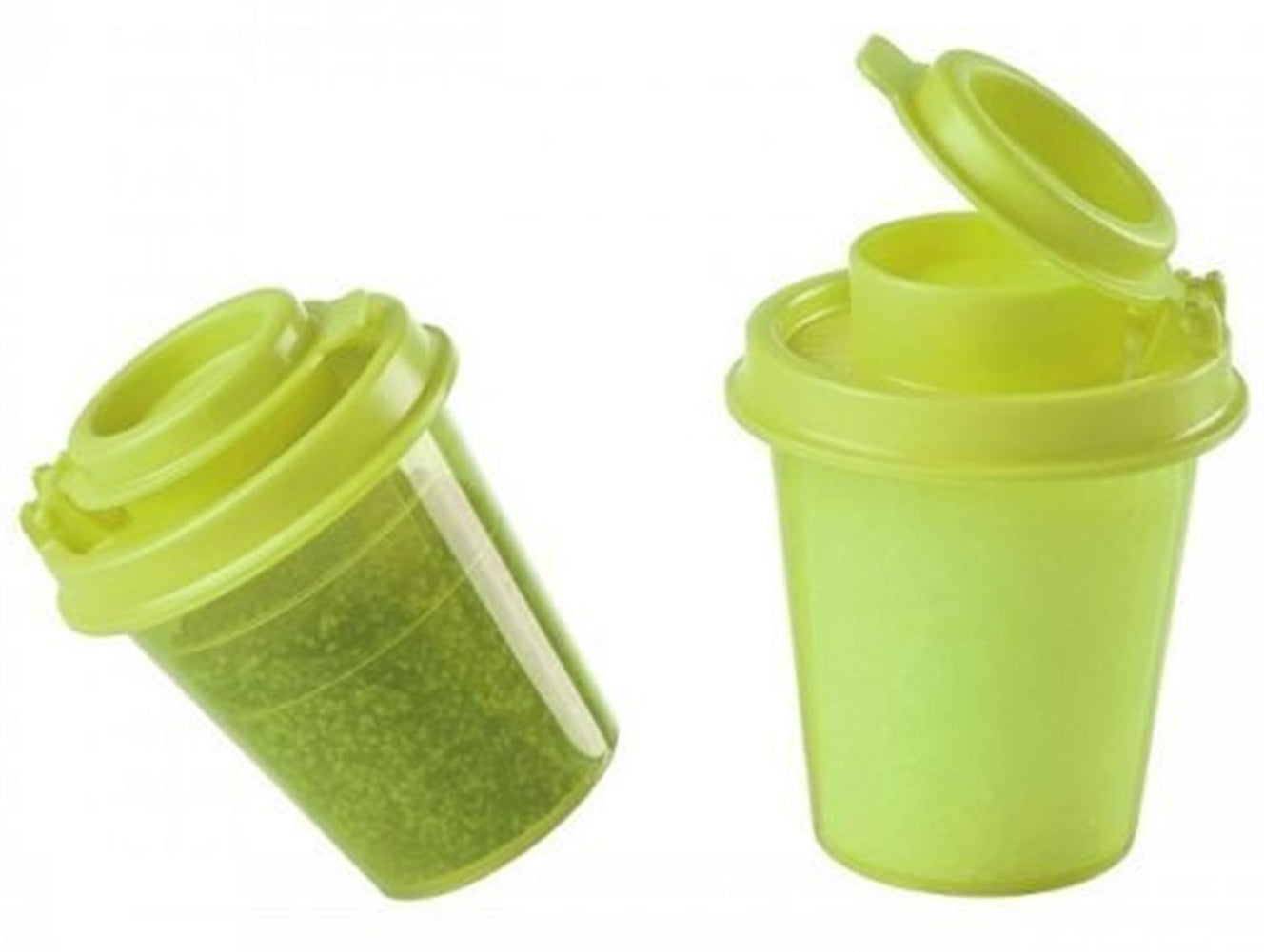 TUPPERWARE TUPPER MINI MIDGET SALT & PEPPER SHAKER SET MARGARITA SALSA LIME - Plastic Glass and Wax