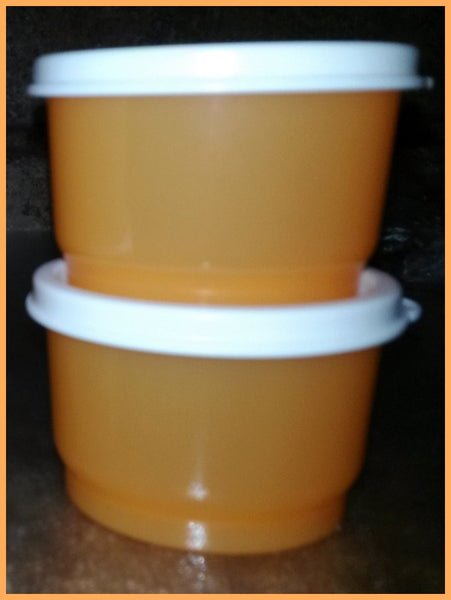 TUPPERWARE Set of 2 - 4-oz Snack Cups Bowls w/ Round Seals TANGERINE ORANGE ~ ORANGE SEAL