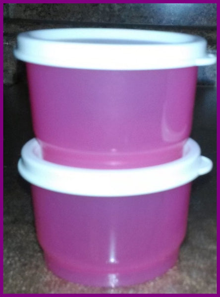 TUPPERWARE Set of 2 - 4-oz Snack Cups Bowls w/ Round Seals HOLIDAY RED w/ MATCHING SEALS