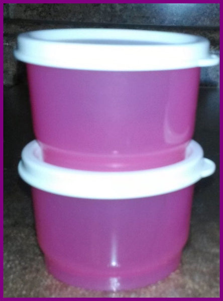TUPPERWARE Set of 2 - 4-oz Snack Cups Bowls w/ Round Seals MULBERRY ~ MULBERRY SEAL