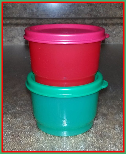 TUPPERWARE Set of 2 - 4-oz Snack Cups Bowls w/ Round Seals TANGERINE ORANGE ~ ORANGE SEAL