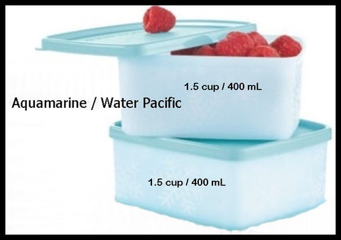 TUPPERWARE FREEZE-IT PLUS TWO (2) 1.5-c SQUARE ROUND FREEZER MATES STORAGE CONTAINERS - Plastic Glass and Wax ~ PGW