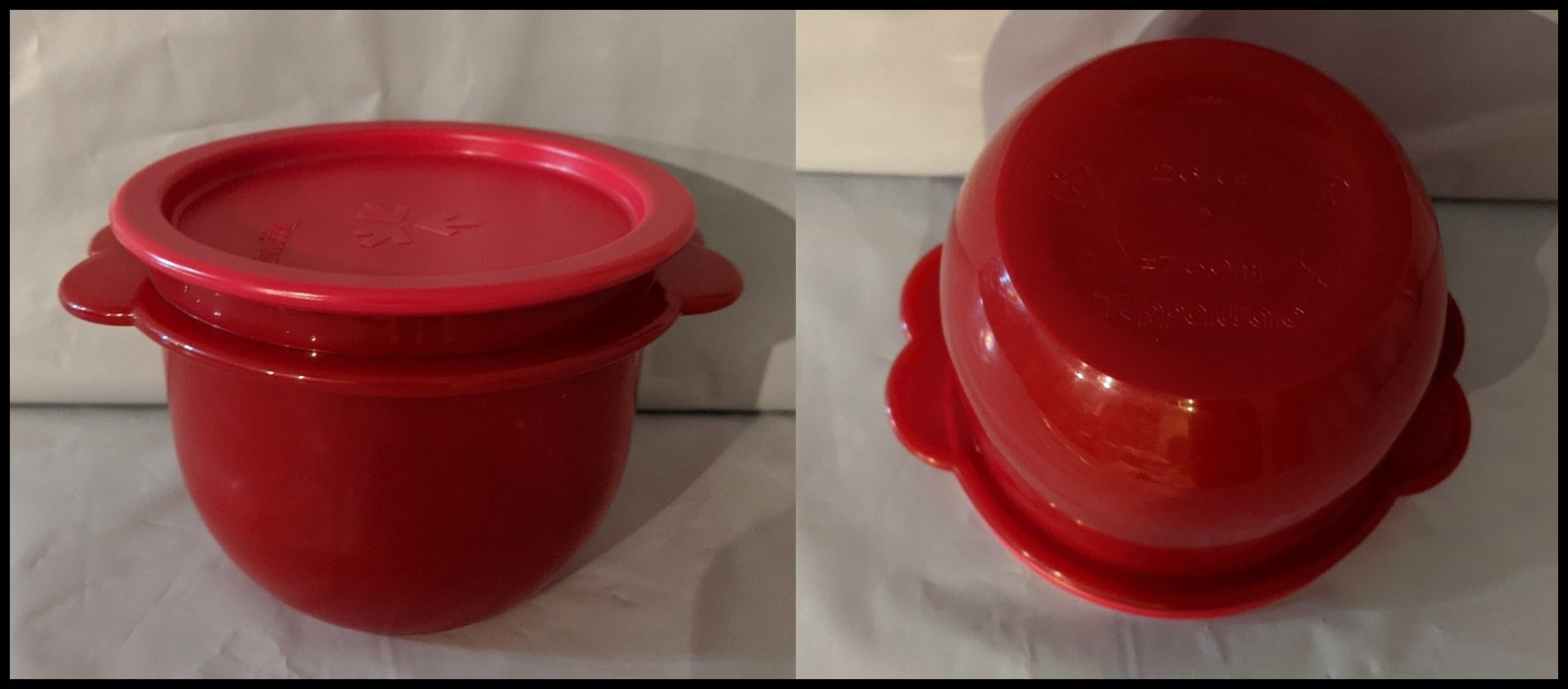 TUPPERWARE LOT TWO (2) Flat Bottom Nesting Mixing Bowls 3.25 / 750 mL w/ RED SEALS