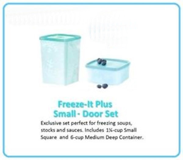 TUPPERWARE FREEZE-IT TWO (2) SQUARE ROUND FREEZER STORAGE CONTAINERS 1.5-c & 6-c AQUAMARINE - Plastic Glass and Wax ~ PGW