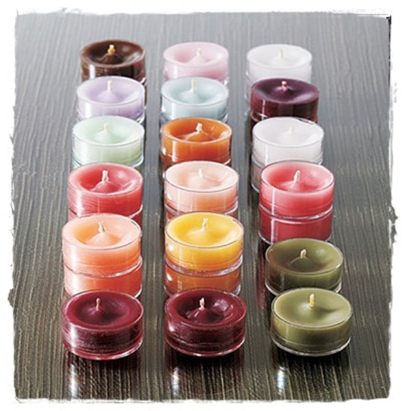 PartyLite Tealight Candles - 1 Box - 1 Dozen Tealights - 12 AMBER WOOD & VANILLA SCENT